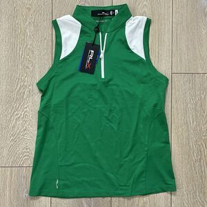 RLX Ralph Lauren Women's Tailored Fit Sleeveless Pique Golf Shirt Green Size S